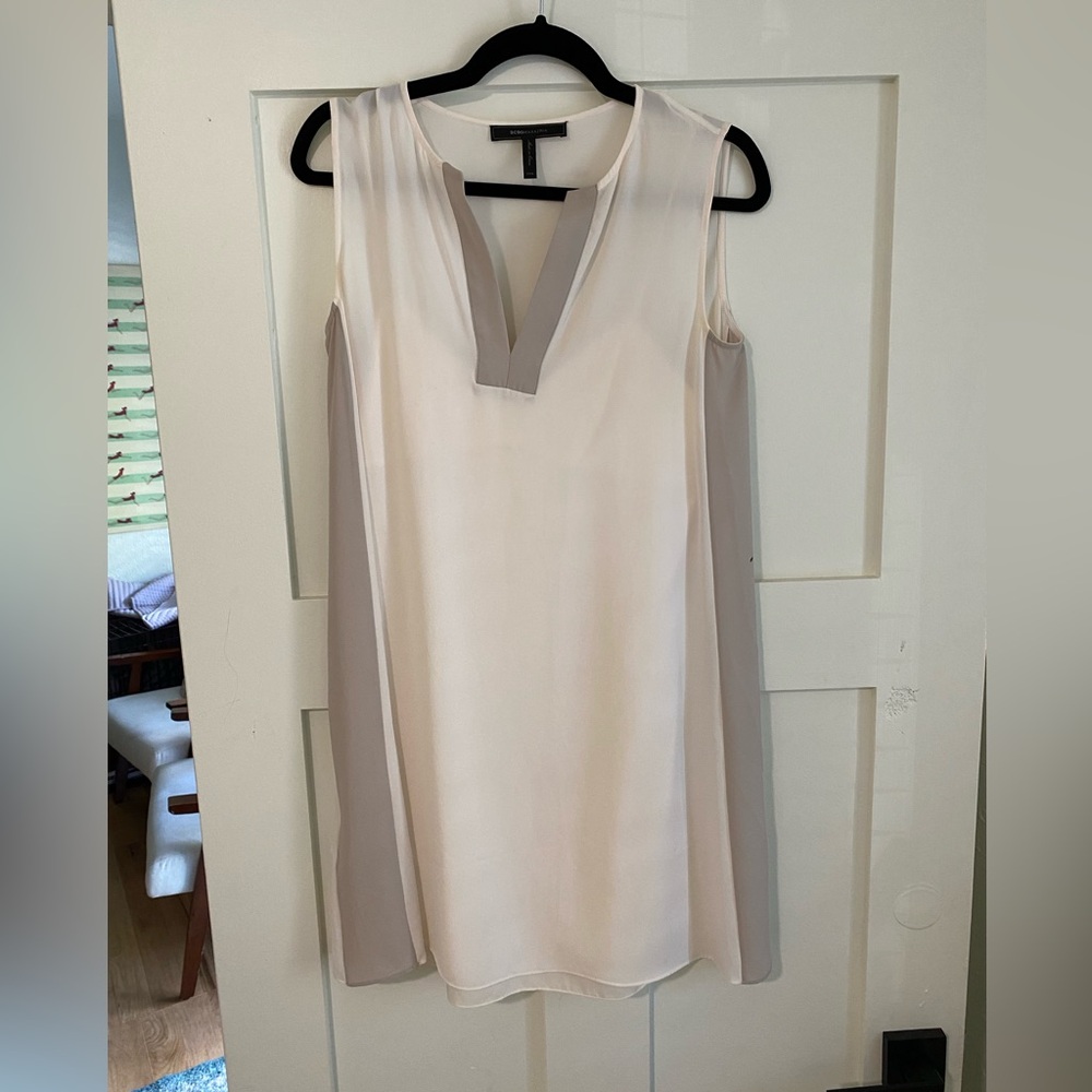 BCBG Ivory and Gray Shift Dress